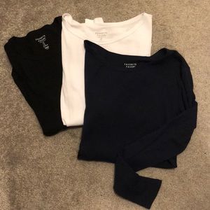 3 Gap Long Sleeve Crew T-shirts Black White Navy